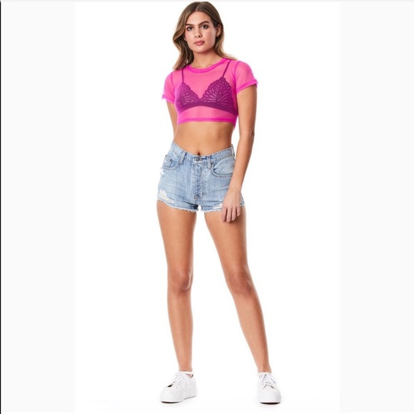 LF Stores emma & sam power mesh crop neon pink - Picture 5 of 8